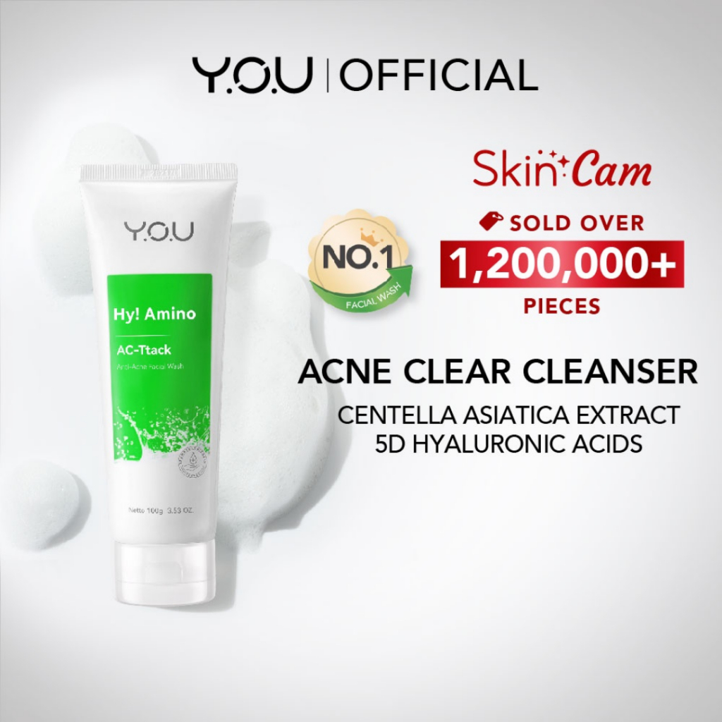 [ FREE GIFT ] YOU Facial Wash Hy! Amino Anti Acne Sabun Cuci Muka Acnes Creamy Wash - Mencegah Jerawat Di Wajah