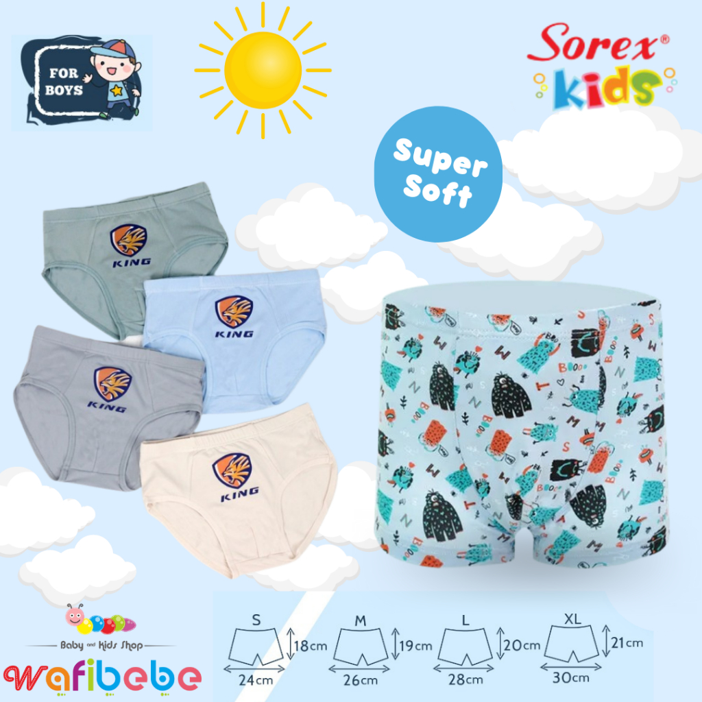 SOREX KIDS Celana Dalam BOXER Segitiga CD Anak Laki-Laki Boy boys Super Soft Cowok Cowo Pria Laki Super Soft