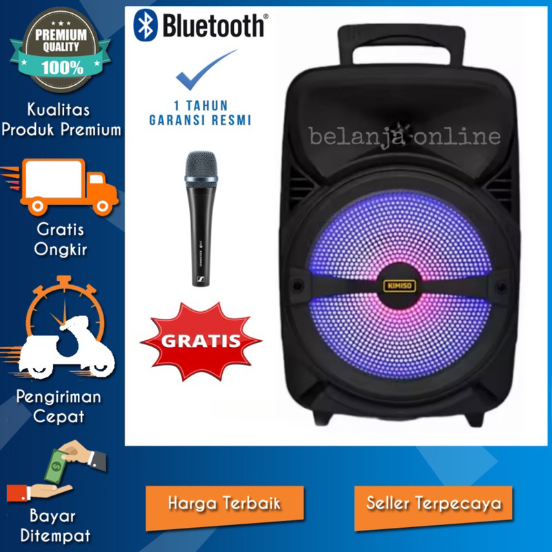 PROMO LEBARAN Speaker Bleutooth Karaoke Ukuran Besar Free Mic Extra Bass 3381 / Speaker Salon Aktif 