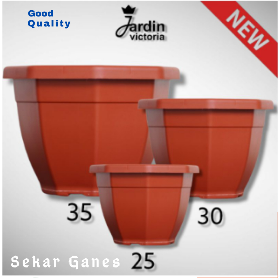 Sekarganes Pot Coklat Merah Bata Pot Kuping Polos Terracotta untuk Tanaman Hias Ukuran 20 25 30 35