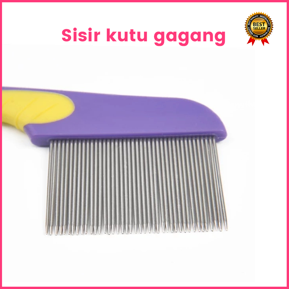 (MANYTHING) Sisir Kutu Logam / Serit Logam Kutu Dan Ketombe Gagang Panjang / Sisir kutu gagang