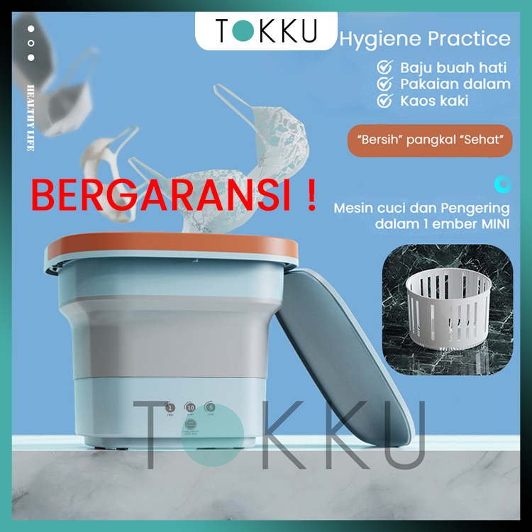 TOKKU Mesin Cuci Portable Lipat Mini Folding WASHING MACHINE untuk Pakaian Dalam / Kaos Kaki / Pakaian Bayi / Hijab / Anak Kos / Asrama