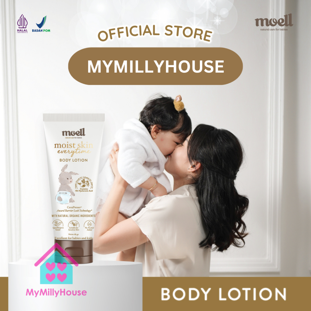 Moell Moist Skin Everytime 185gr / body lotion bayi / natural organic / lotion pelembab kulit baby / aman utk kulit sensitif