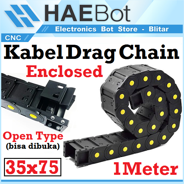 [HAEBOT] Kabel Cable Drag Chain Wire Carrier 35x75 mm Enclosed Open Type CNC Plastic Industri Mekanik Towline Mesin Pembawa Rantai Kabel 35 x 75 mm