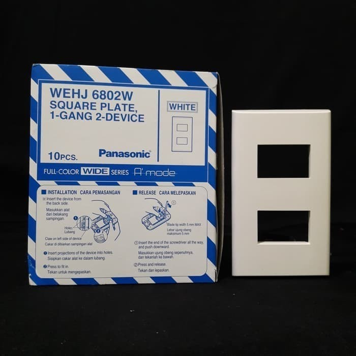 Frame Plat Cover Saklar 1 Gang 2 Device Panasonic WEHJ 6802 W Putih