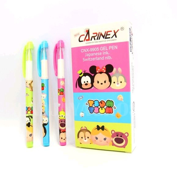 

(1pak/12pcs) Gel Pen / Pulpen motif karakter tsum-tsum / bolpen 0.38mm / carinex cnx-9905