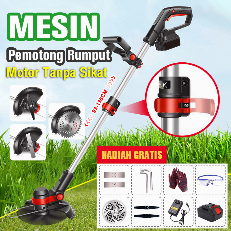 Reaim Mesin Potong Rumput Baterai 48V Brushless Motor Pemotong Rumput Portable Pemotong Rumput Mesin Mesin Pemotong Rumput Listrik Potong Rumput Elektrik Merah Model: Reaim-sjbgcj001