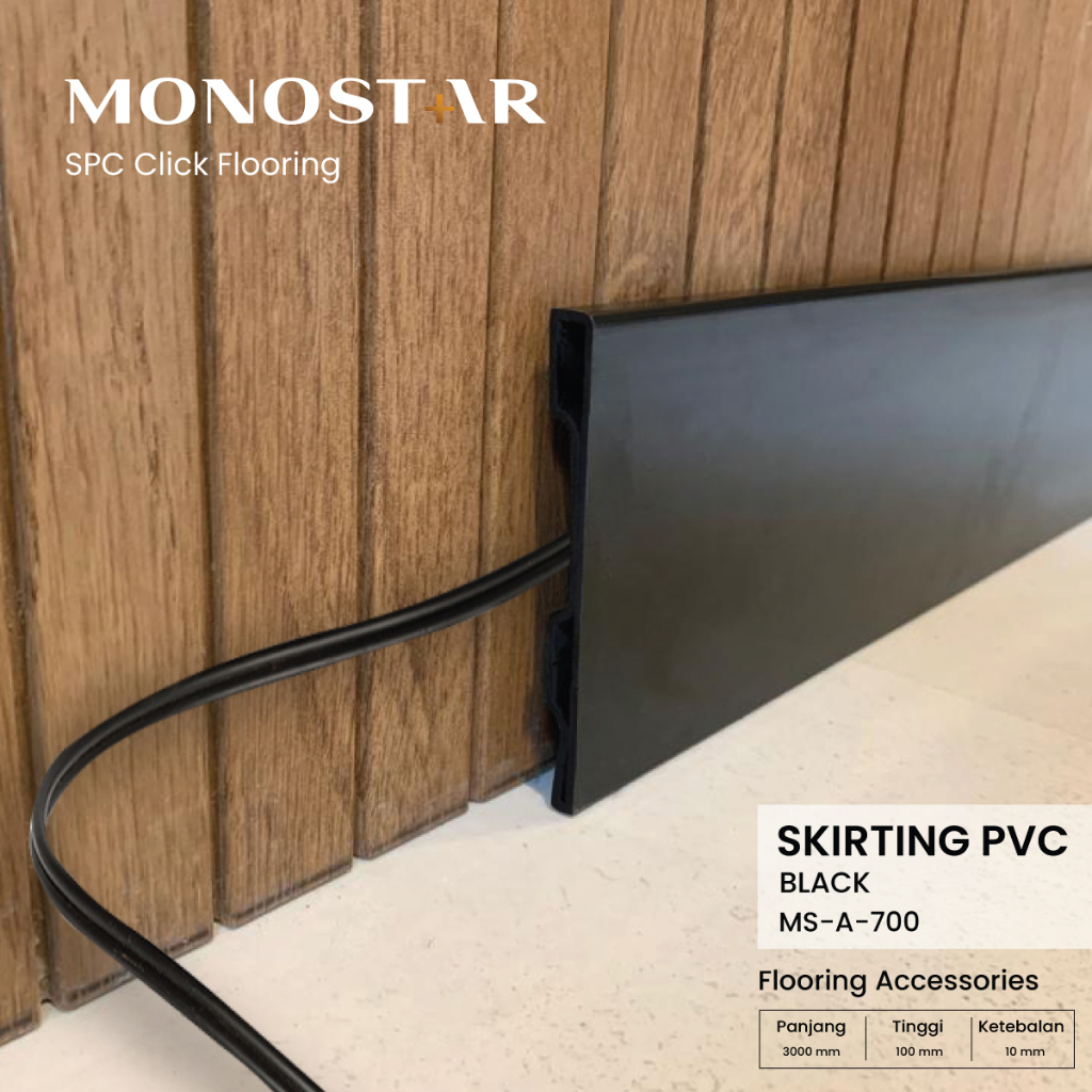 Plint Hitam Polos/ Skirting Black Pvc Monostar Aksesoris List Lantai 3 Meter