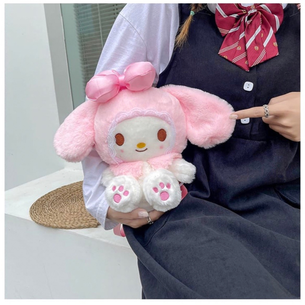 Tas boneka ransel melody sanrio kawaii cute bulu lolita