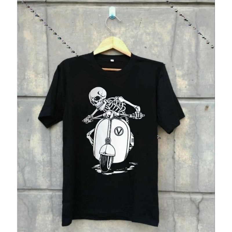 Baju kaos distro/ Kaos vespa tengkorak/t-shirt pria wanita motif Tengkorak/kaos oversize