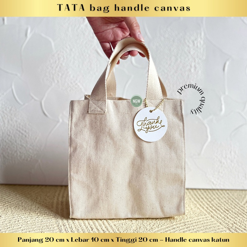 Tas canvas- TATA bag handle canvas natural goodie bag souvenir hampers asthetic