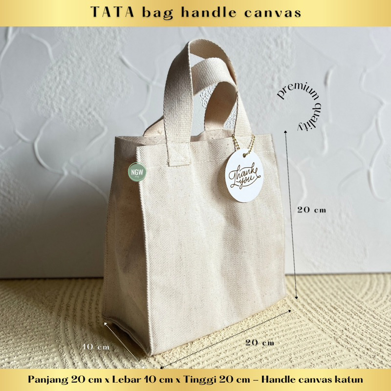 Tas canvas- TATA bag handle canvas natural goodie bag souvenir hampers asthetic