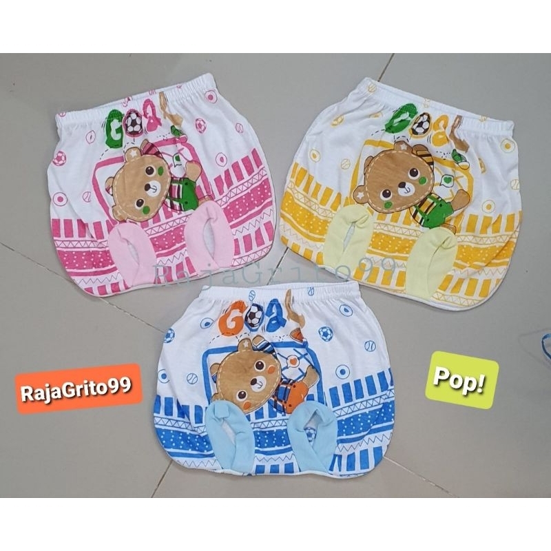 Celana Pop Bayi Motif Print XL Reguler (Grosir 12pcs) Celana Kacamata putih PE Sablon / Celana Kodok Bayi, bahan Polyster