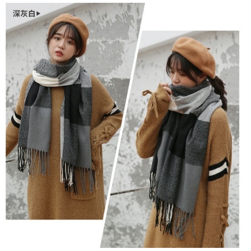 Syal Korea Scarf Wool Cashmere Immitation Fashion Winter Autumn Musim