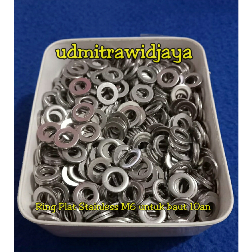 Ring plat stainless stell TEBAL M6 / kunci 10 dan 10 an ringplat 10an ring plat tebal M6 washer plate ringplat stenlis lebar uk baut 10an ring tebal baut 10 ring plat stainless M6 p 1.00 p 1.0 wp ss M6x1.0