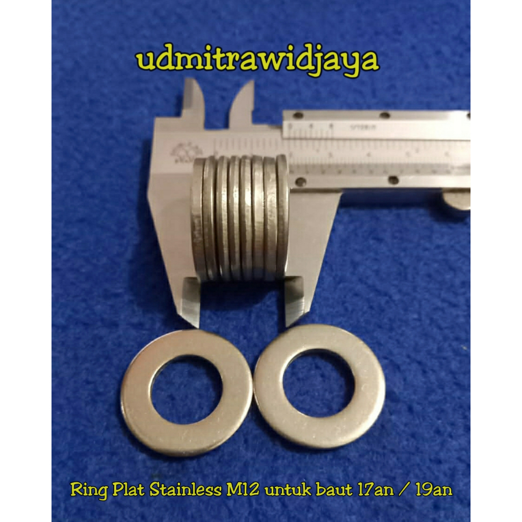 ring plat tebal M12 washer plate ringplat stenlis lebar uk baut 17an ring tebal baut 17 &amp; 19an ring plat stainless M12 p 1.75 p 1.25 wp ss M12x1.25 M12x1.75