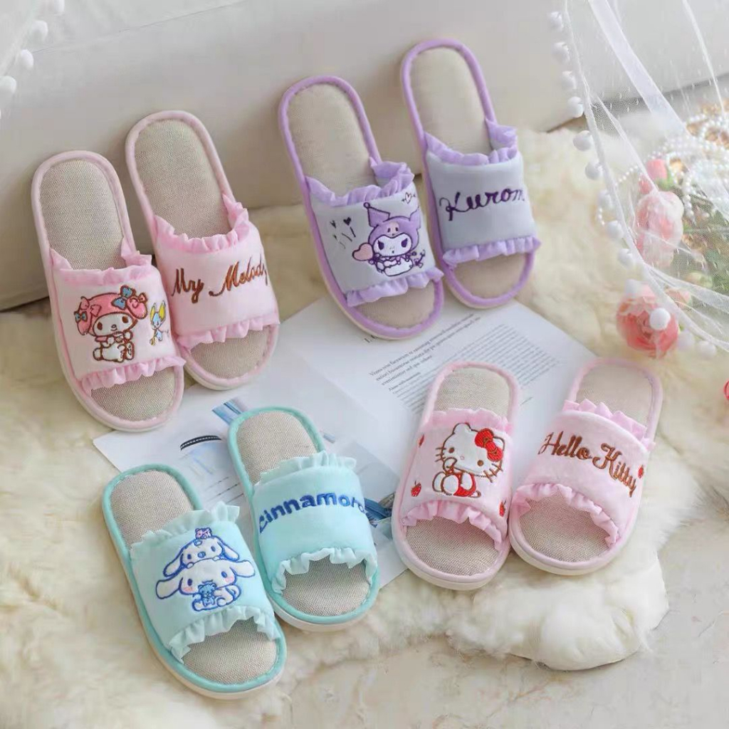 SANDAL KAMAR CINNAMOROLL MELODY KUROMI HELLO KITTY SEPATU KAMAR ALAS COKLAT RENDA