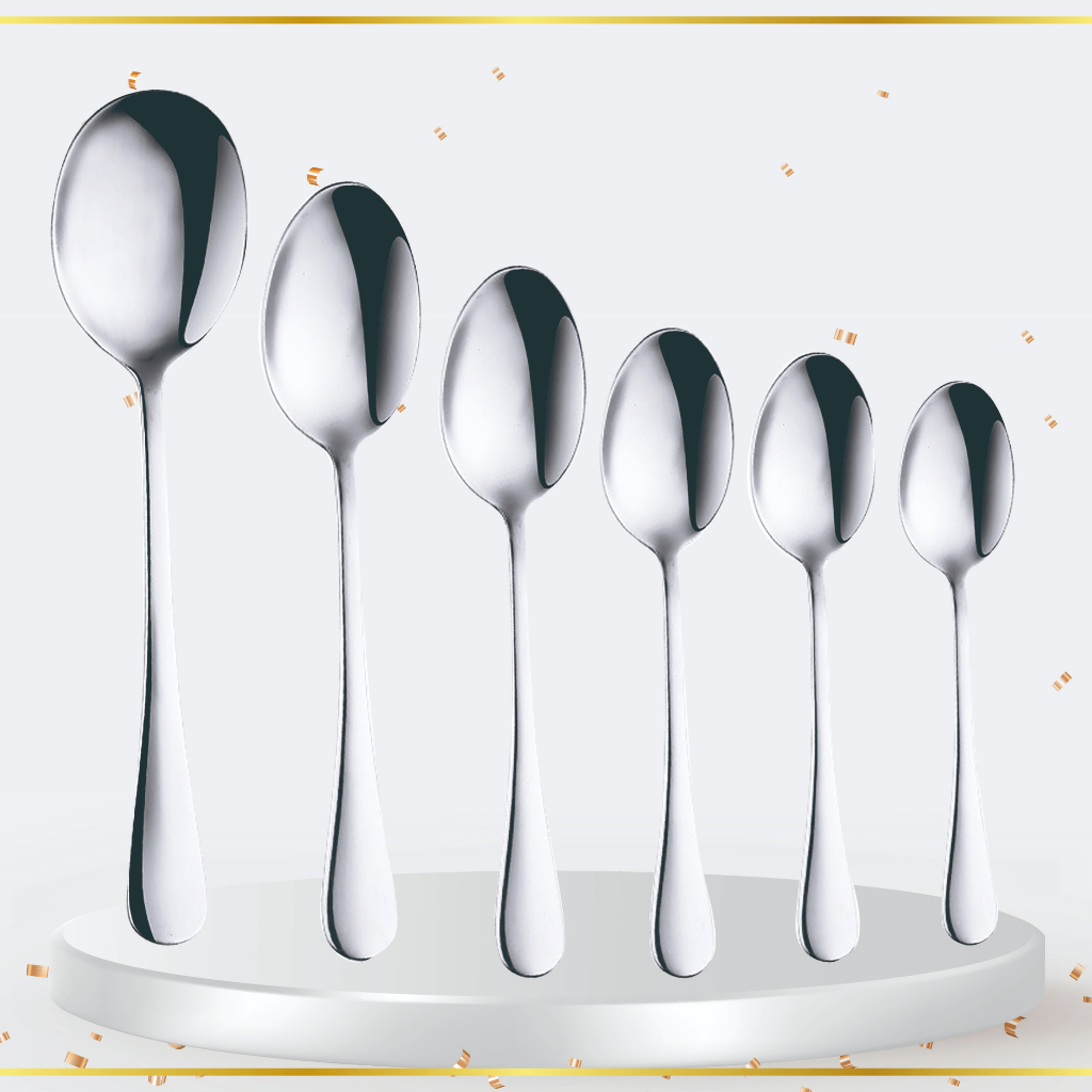 CROWN Sendok Makan Teh Alat Makan Sujeo Korea Spoon Tebal Silver Stainless Tebal Korea Premium Food Grade