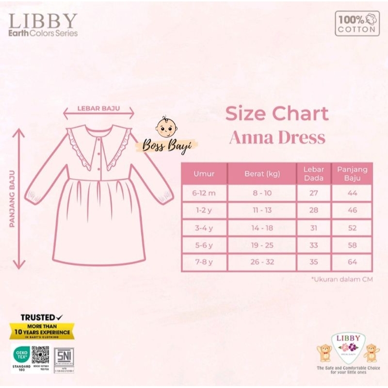 LIBBY - ANNA DRESS / Dress Anak Perempuan Lengan Panjang Motif