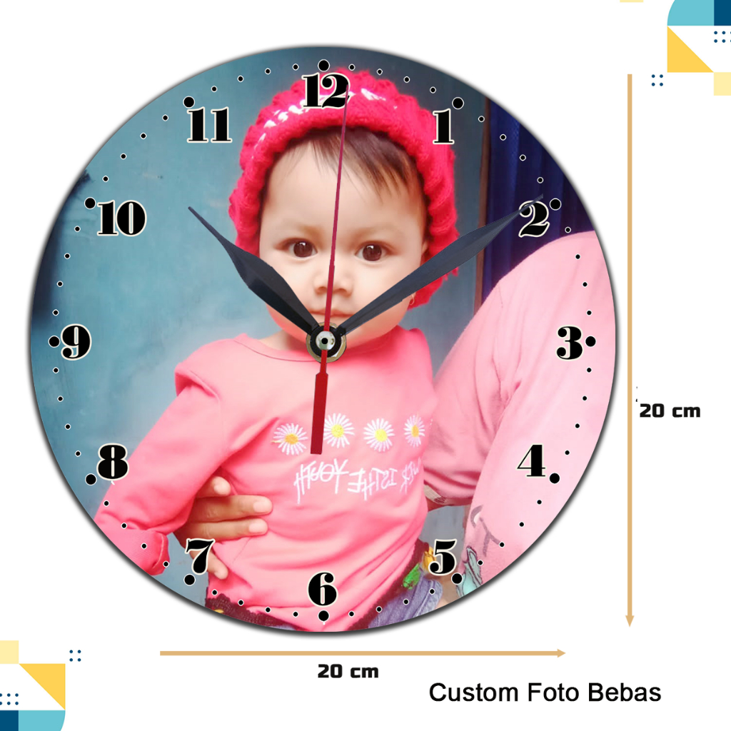 Jam Dinding Custom Foto Suka - Suka Bebas Ukuran 20x20