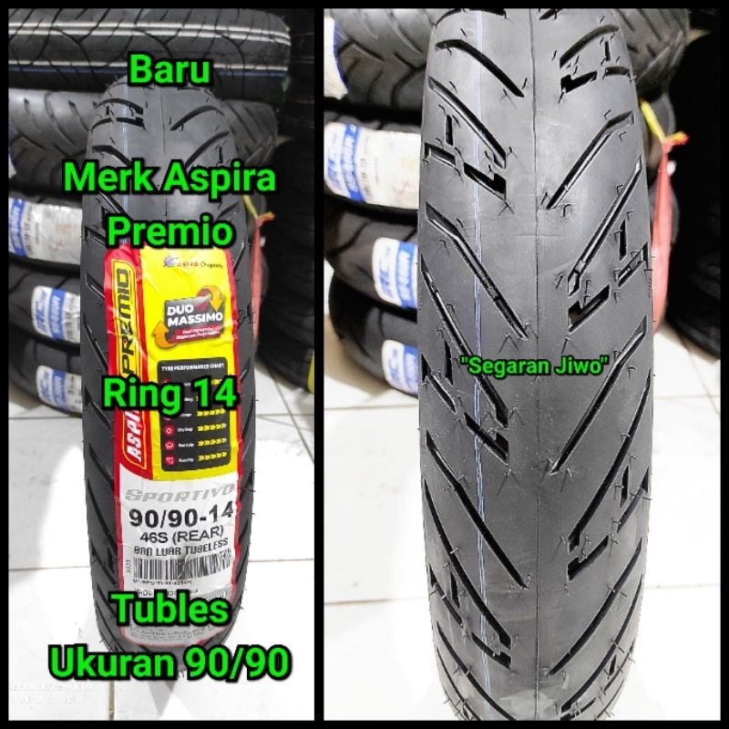 Ban Tubles motor matic ring 14 Ukuran 90/90 merk aspira sportivo Ban belakang honda beat vario 110 1