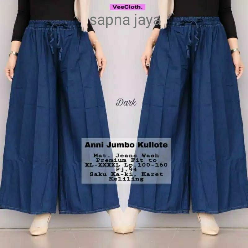 Celana Kulot Jeans Wanita jumbo XL premium murah