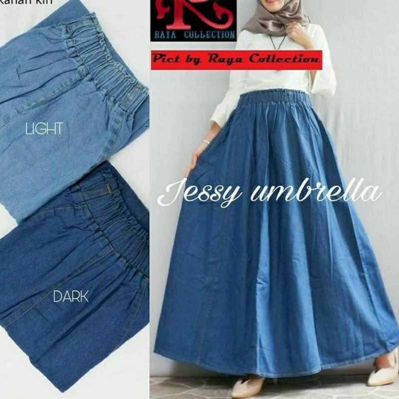 Rok Jeans Wanita Jumbo BELAH 8 // Rok Jeans Jumbo pecah 8