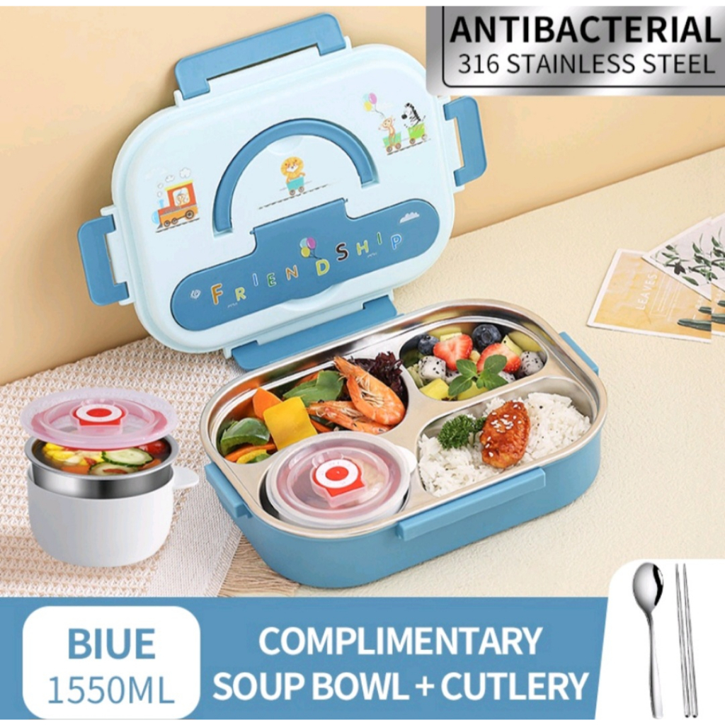 BIANCA - READY Lunch Box Anak Sekolah Stainless 316 FRIENDSHIP SERIES / Kotak Makan Bekal Anak Sekolah Stainless 316 + TAS LUNCH BOX