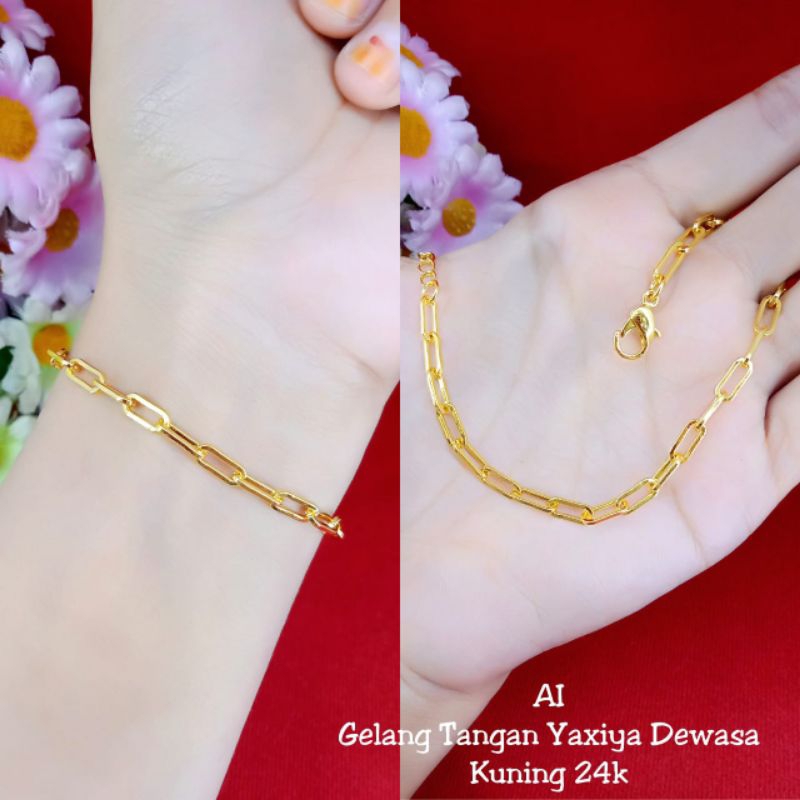 G50 gelang paperclip lapis emas 24k