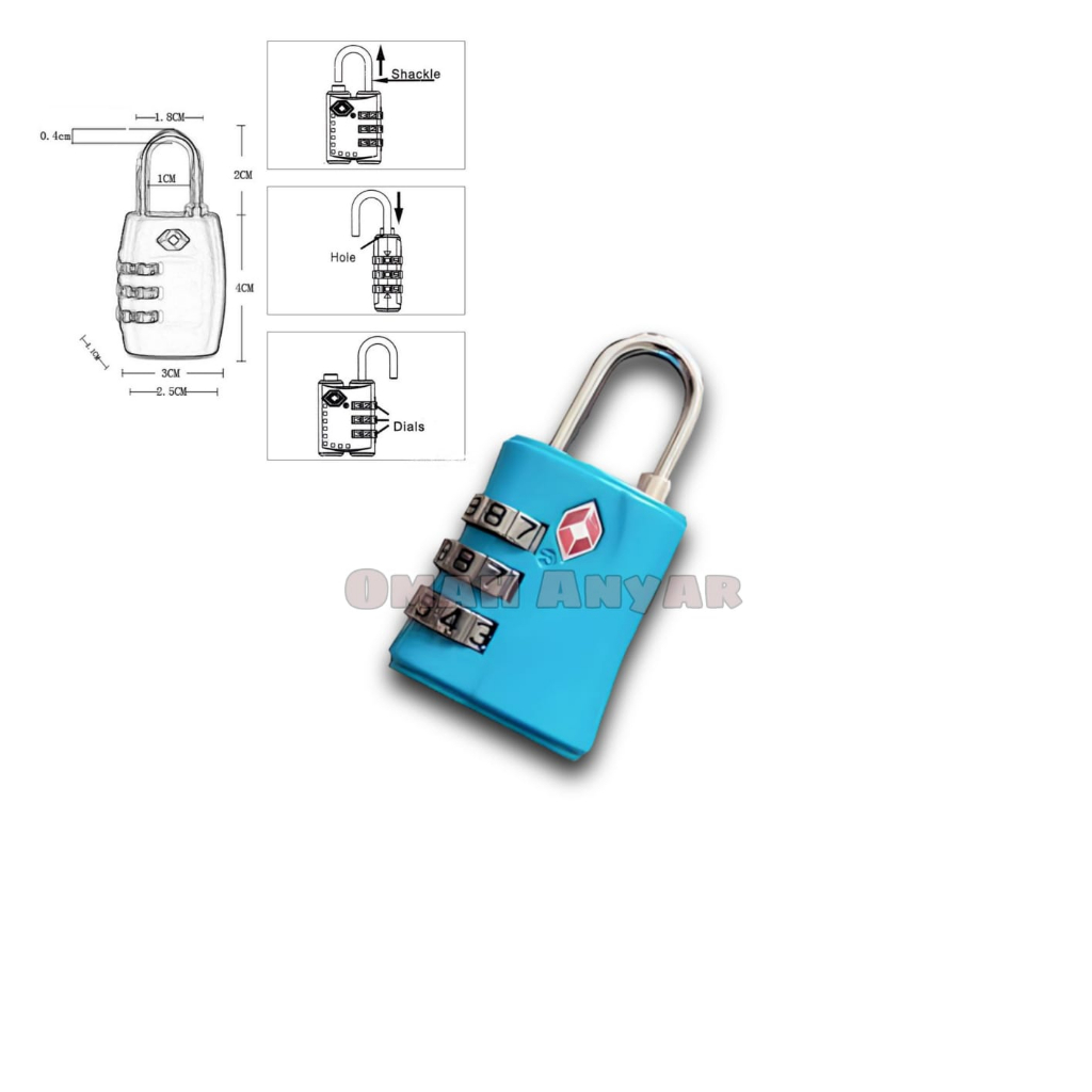 Gembok TSA Nomer Koper Kunci Kopor Combination Padlock merk Muller