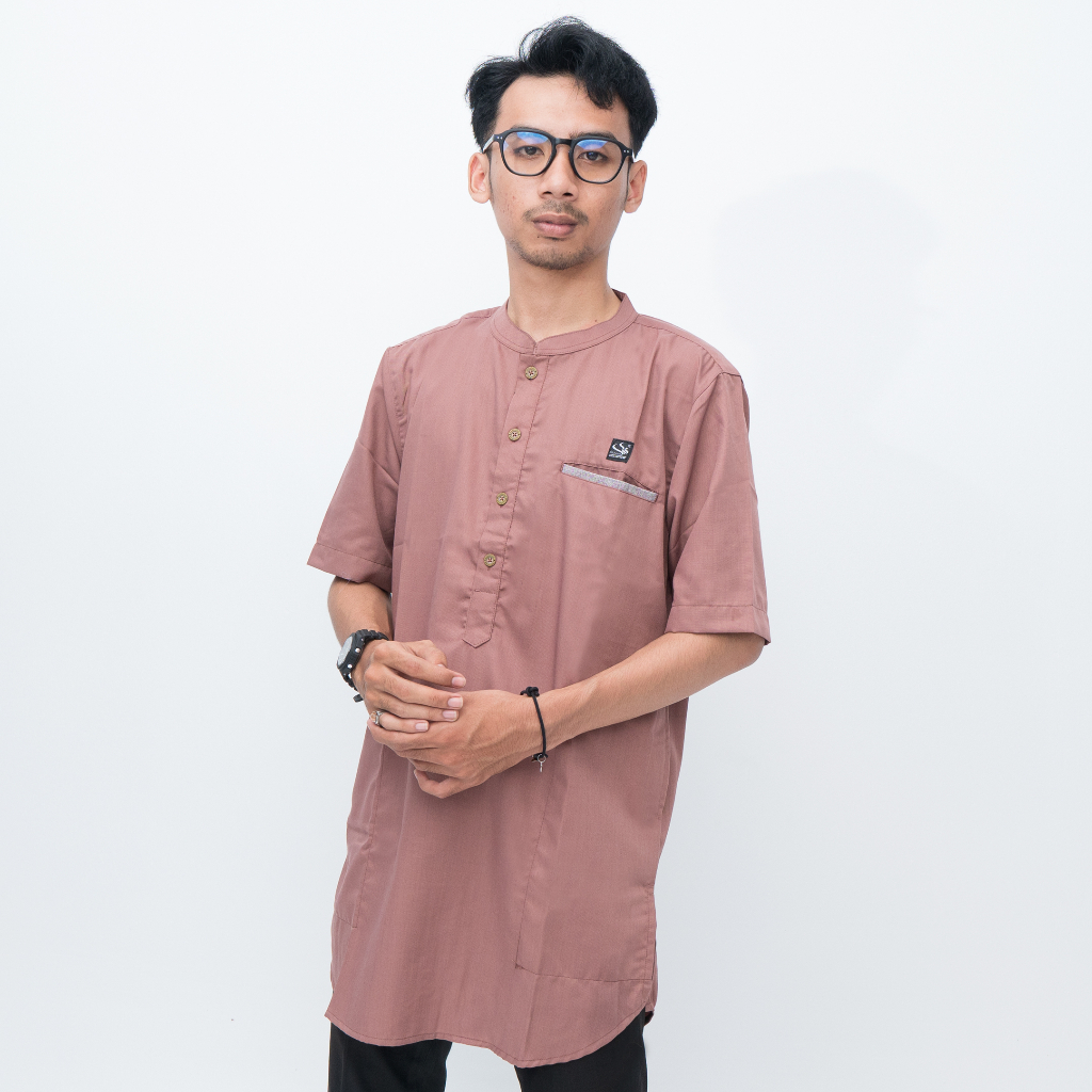 Baju Koko Pria Lengan Pendek Kurta Baju Muslim Bahan Premium