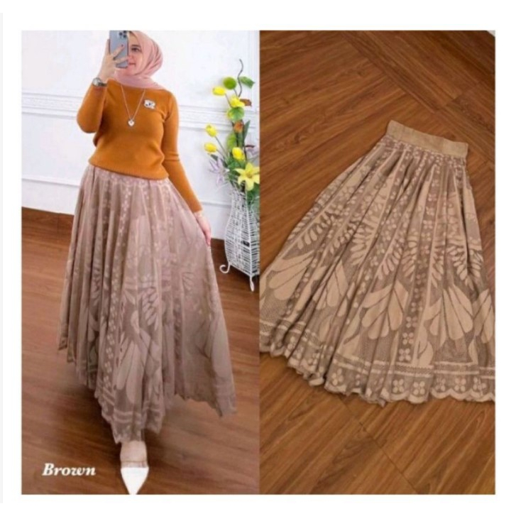 Rok Tutu Brukat Import Premium Dewasa Panjang Jumbo