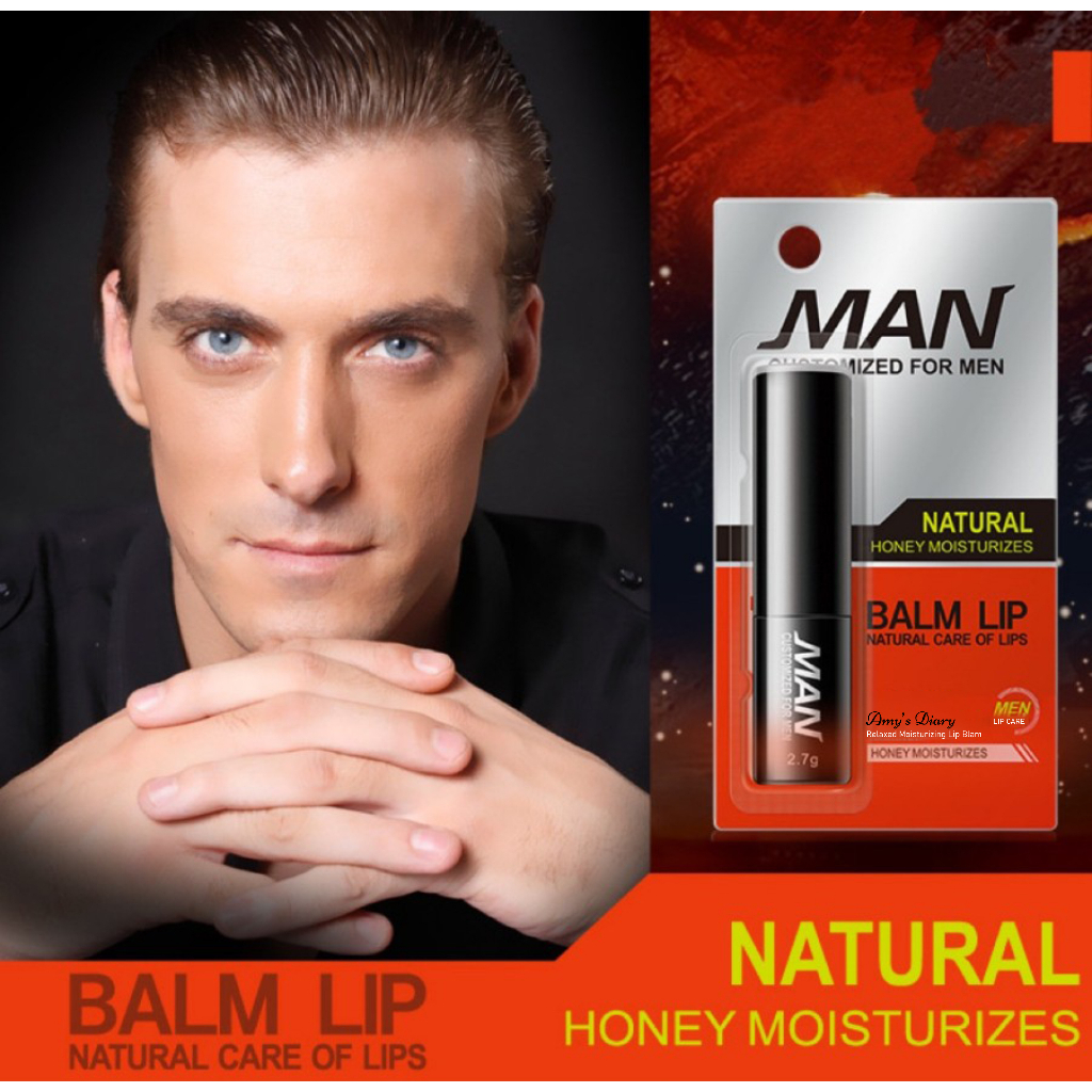 Lip Balm Man,Pelembab bibir Permanen Pria Balm MAN Natural Bibir Kering Lipbalm