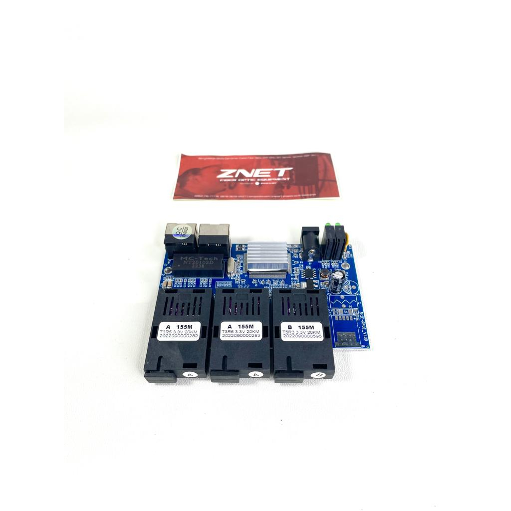 POE Media Converter 3FO 2E Switch Ethernet 3 Port FO SC - 2 Port LAN 100 Mbps