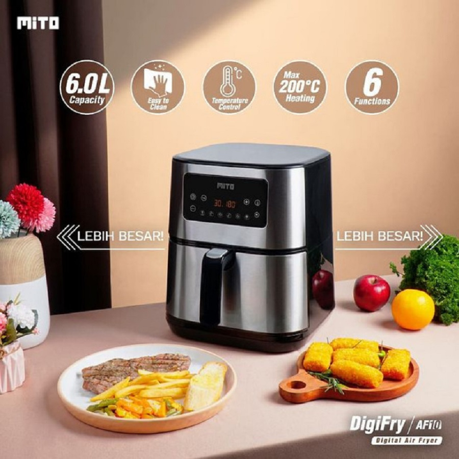 Air Fryer Airfryer Mito Grande AF10 AF 10 Kapasitas 6L 6 Liter Touchscreen Layar Sentuh Penggorengan Tanpa Minyak