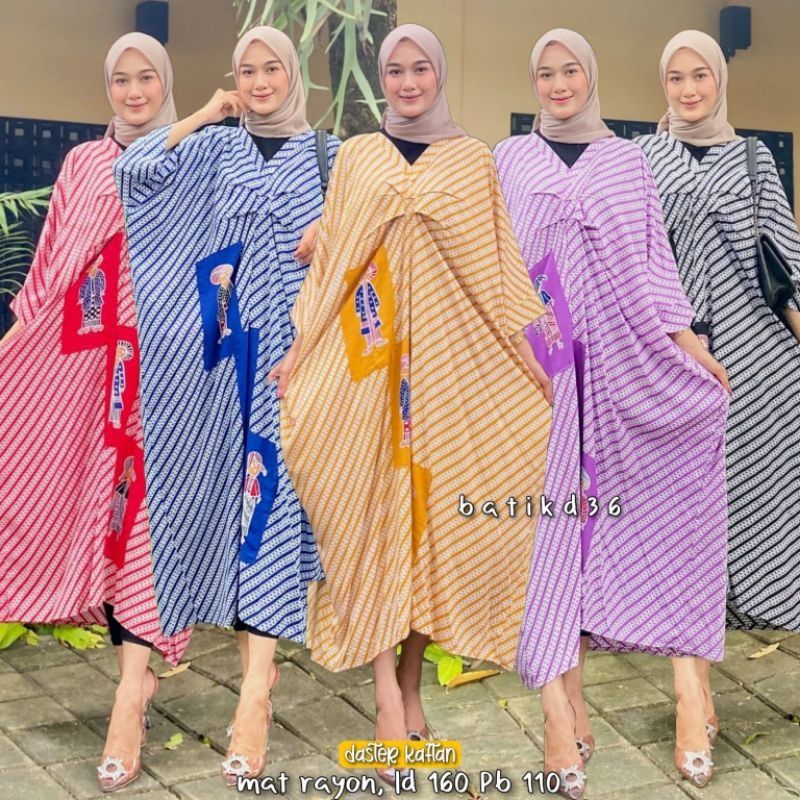 baju tidur daster Kaftan Rara motif parang klitik Kombi elegan Batik halus Kekinian Bahan Rayon