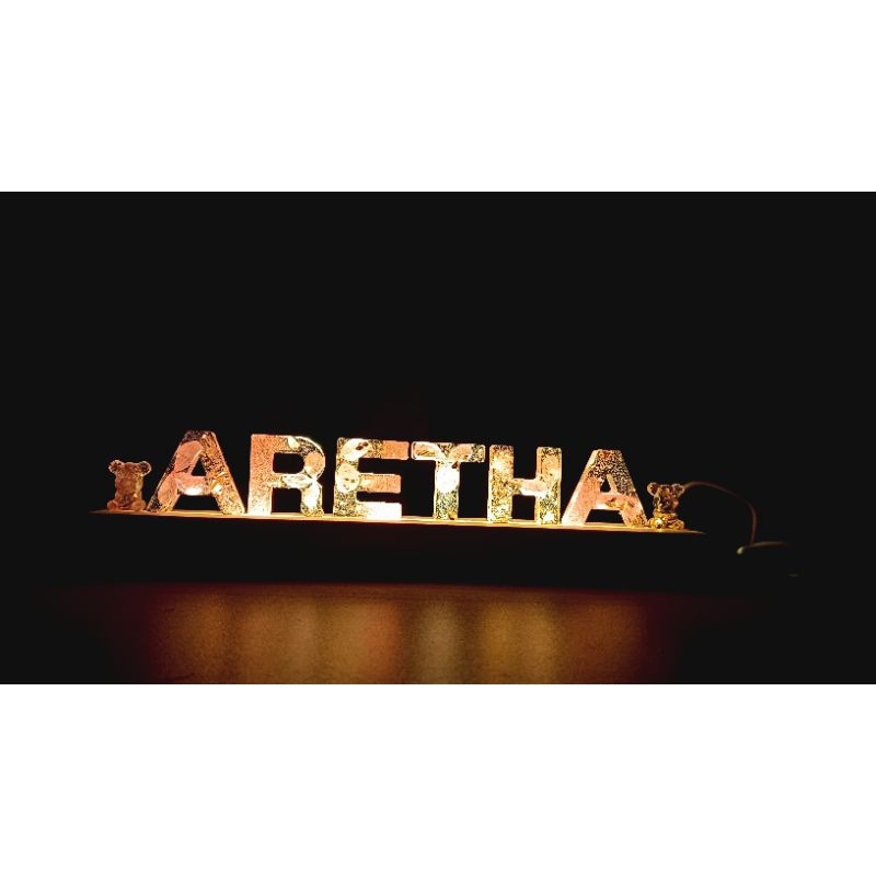 Lampu tidur resin custom nama
