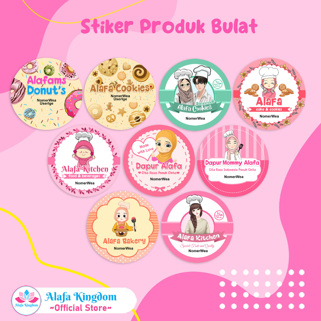 

[alafakingdom] 070-078 Stiker Produk Kue Kering | Stiker Label Bulat Toples Makanan