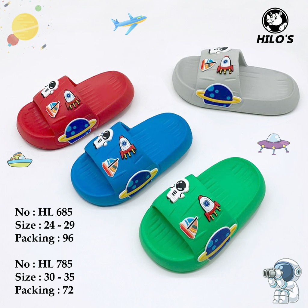 Sandal Selop Anak Laki-Laki Bahan Karet Anti Licin Simple Motif Lucu Terbaru