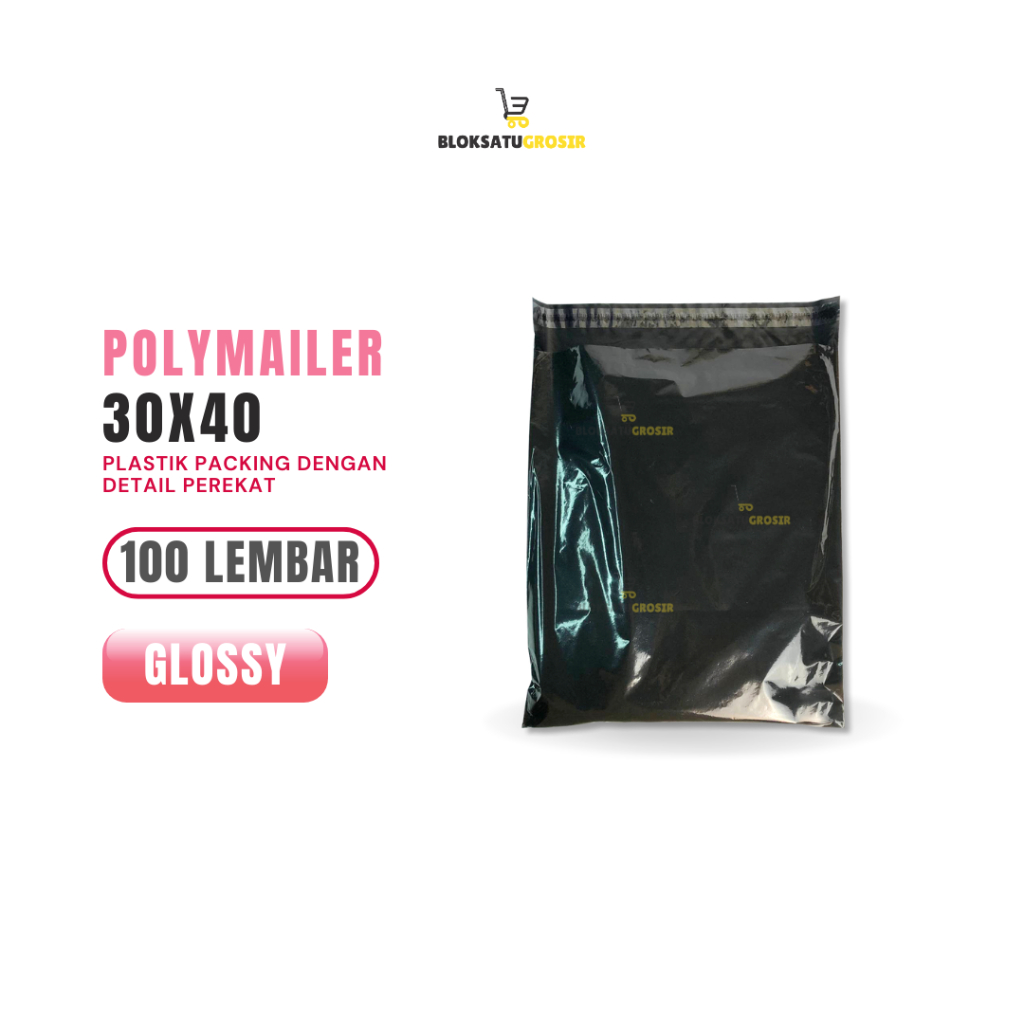 

Polymailer Hitam plastik lem kantong tas packing baju 30x40 cm isi 100 lembar glossy/mengkilat packing baju