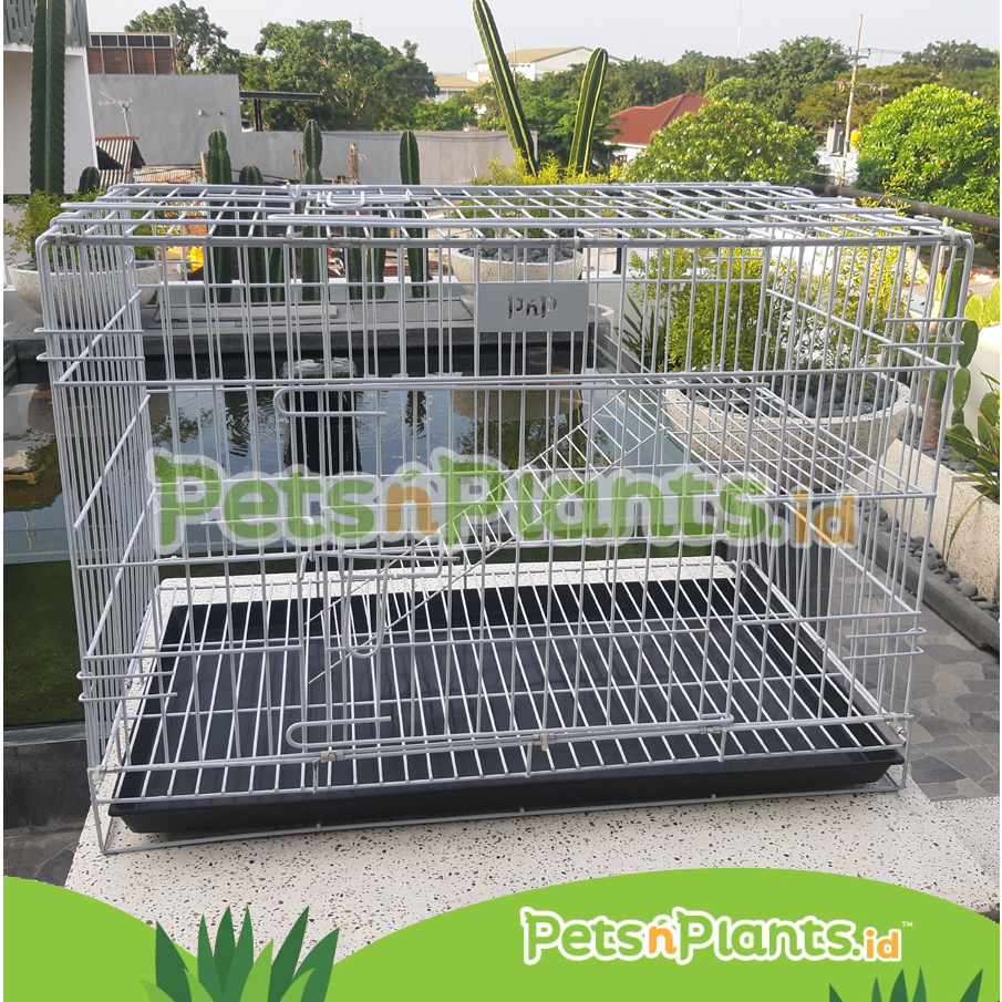 PnP 75x45x53 cm Kandang Besi Lipat Tingkat Hewan Burung Kelinci Anjing Kucing Sugar Glider