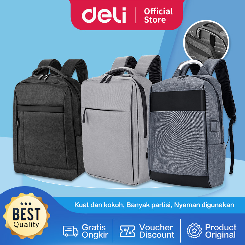 Deli Office Backpack / Bag / Tas Ransel Kerja Anti Pegal Kapasitas Besar EH103X