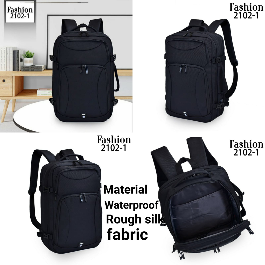 Tas Ransel Pria 2102-A (Bahan 1) Kanvas ( Waterproof Rough silk fabric )