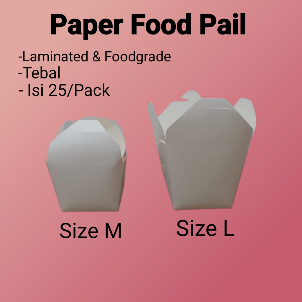 Paper Food Pail / Kotak Makan / Rice Box Ukuran M/L ISI 25pcs