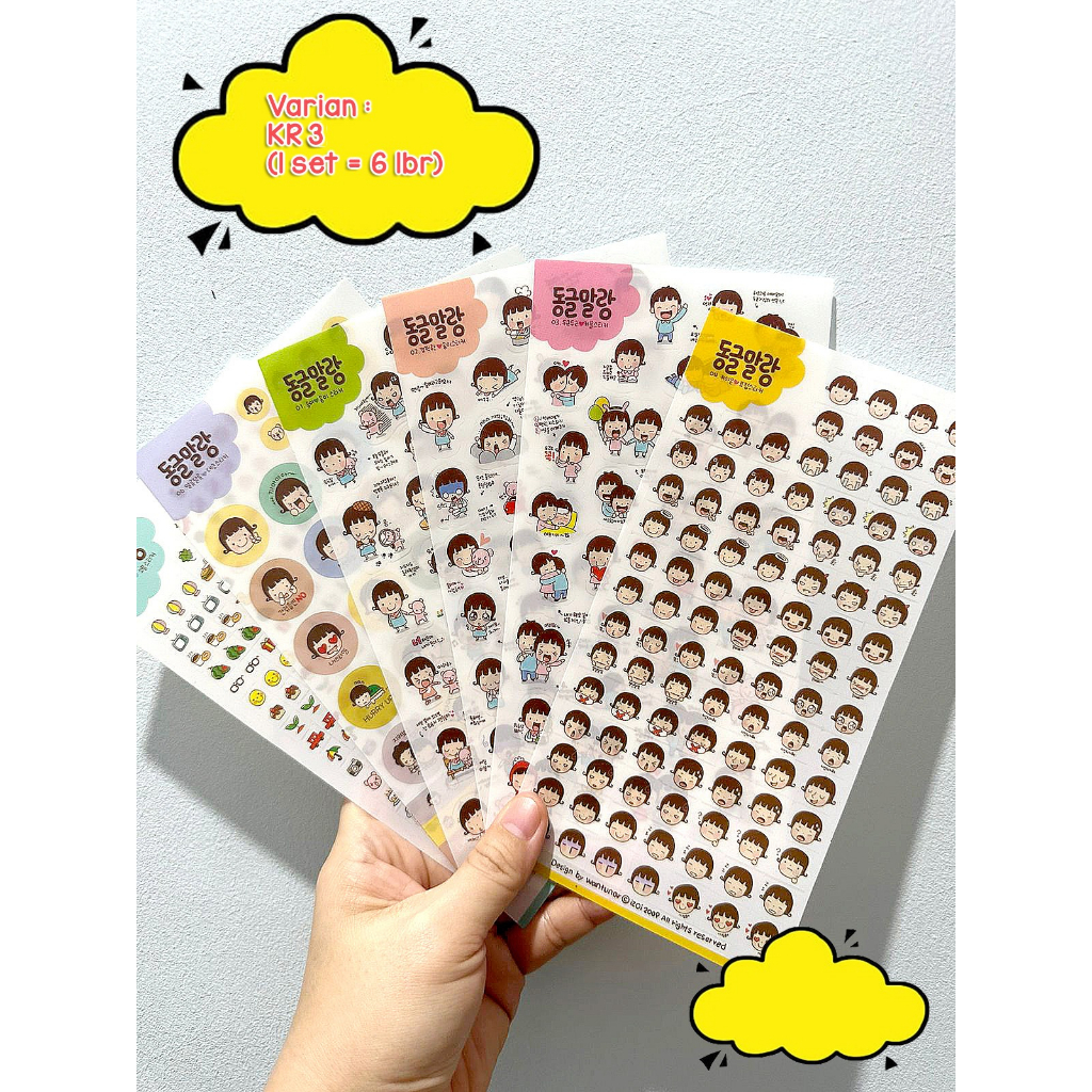 KR 3 Stiker Sticker Mini Lucu Mungil Emotikon Emoticon Motif Korea Korean Vintage Untuk Tempelan Buku kertas Case Casing Chasing HP Handphone Vintage Toples Botol Seticker Tumbler Gelas Buku Diary Kado Unik Murah