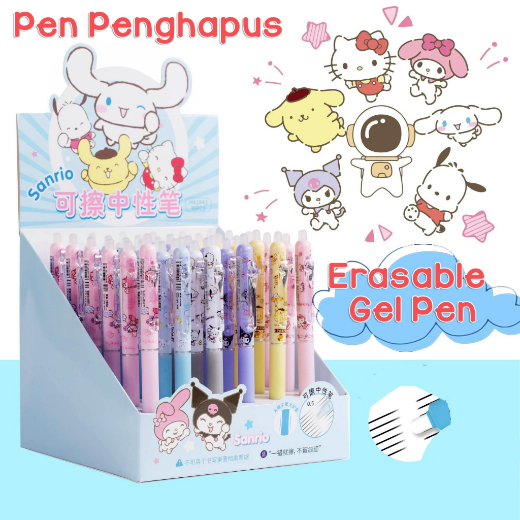 PULPEN PENGHAPUS MOTIF KARAKTER SANRIO ERASERABLE PEN GEL KOREA KOREAN KEKINIAN PULPEN LUCU PULPEN ANAK ALAT TULIS ALAT KANTOR MURAH BAGUS KEREN @banyak