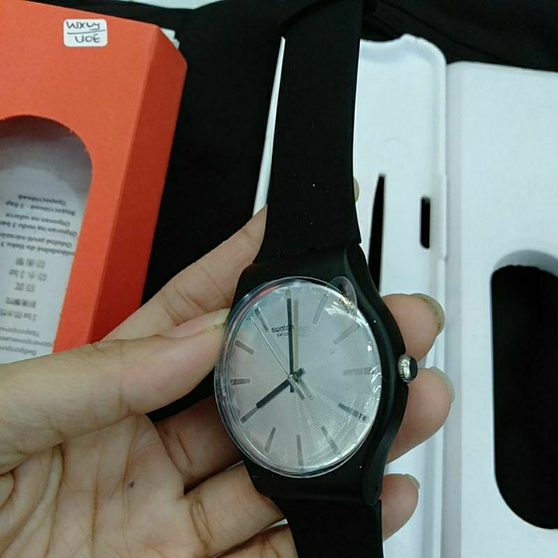 Jam Tangan Pria SWATCH SUOB172 Silver Shield Original