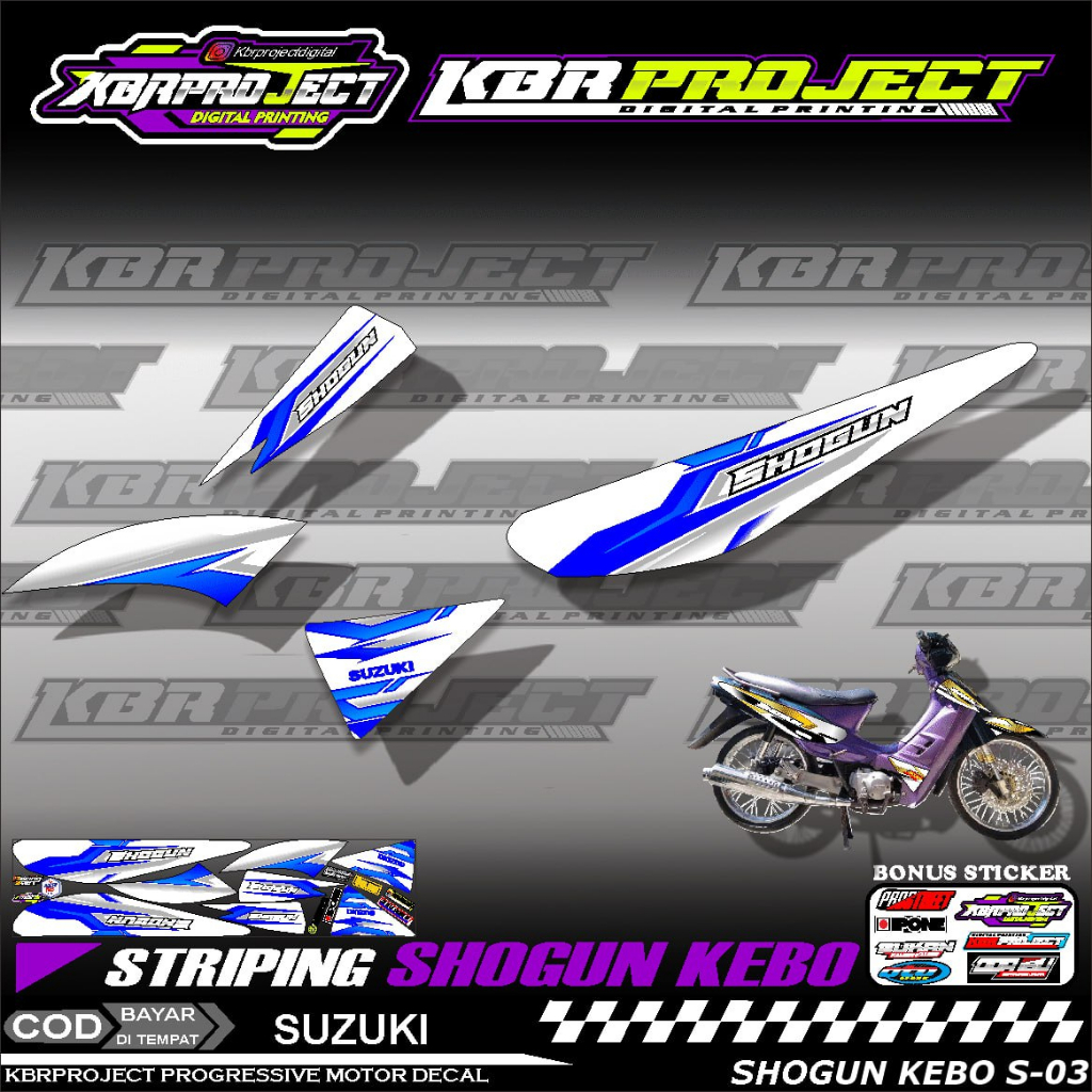 SHOGUN KEBO STIKER MOTOR KEREN Stiker StripingLis Variasi Motor SUZUKI Racing S.03 TRANSPARAN Cod