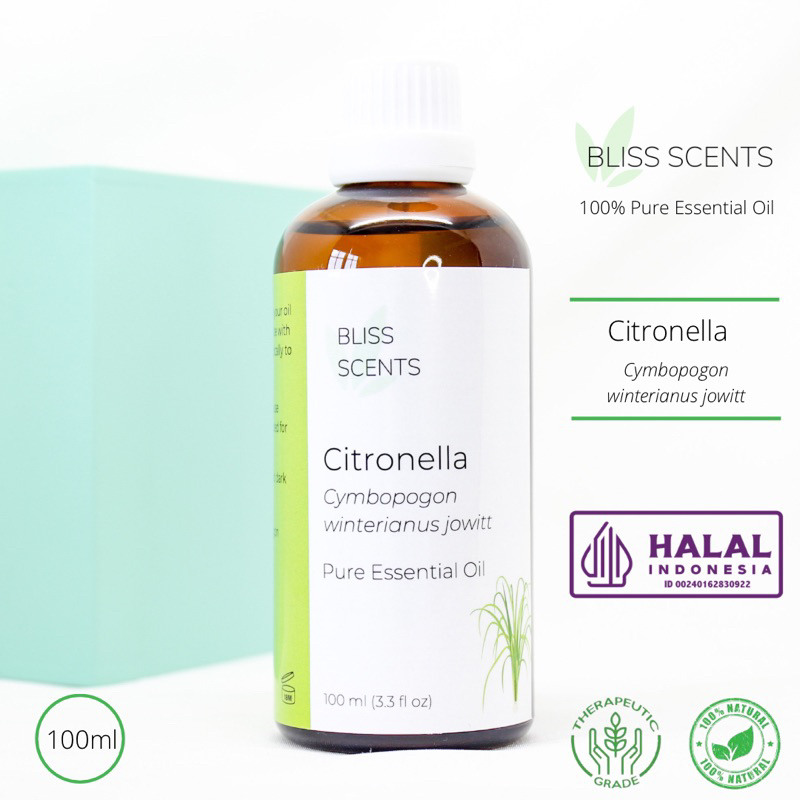 BLISS SCENTS Citronella / Sereh Wangi 100ml Essential Oil Aromatherapy 100% Murni Aromaterapi