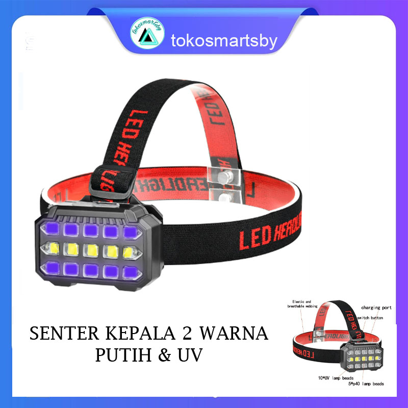 Senter Kepala Plus UV SQ-818-UV USB Charging UV Headlamp